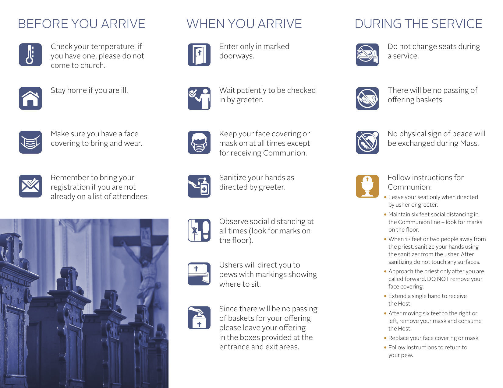 pamphlet from Archdiocese of Chicago on tips for parishioners returning to church